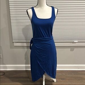 Unbound merino Blue Sleeveless wrap Dress cobalt sz L